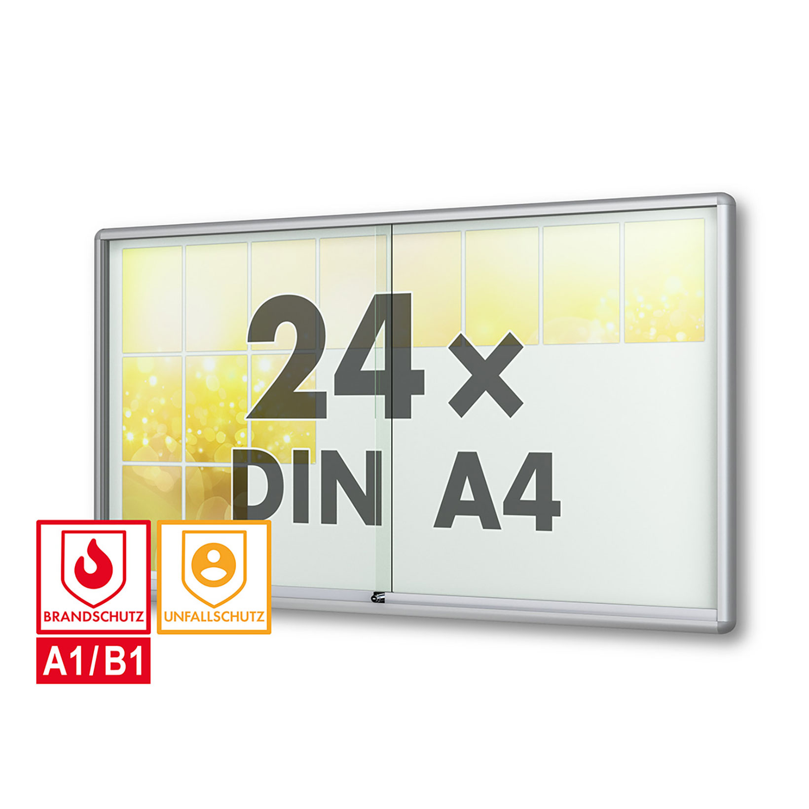 schaukasten moveo - die Schulvitrine - mit Brandschutzklasse A1 - Rollengelagerte Schiebetueren abschliessbar ESG-Sicherheitsglas schaukasten moveo - die Schulvitrine - mit Brandschutzklasse A1 - Rollengelagerte Schiebetueren abschliessbar ESG-Sicherheitsglas