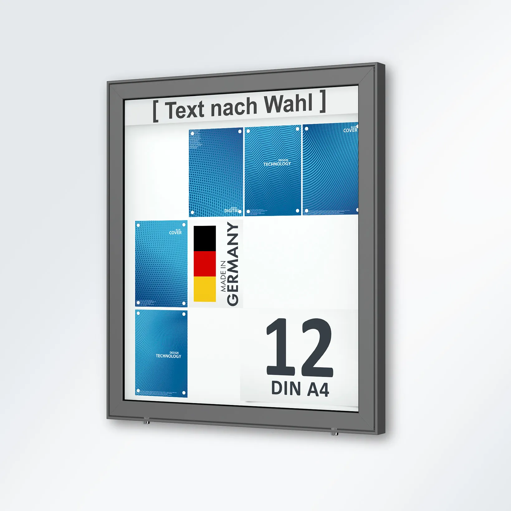 12 x DIN A4 Schaukasten Planus - Wandmontage - anthrazit (DB 703)