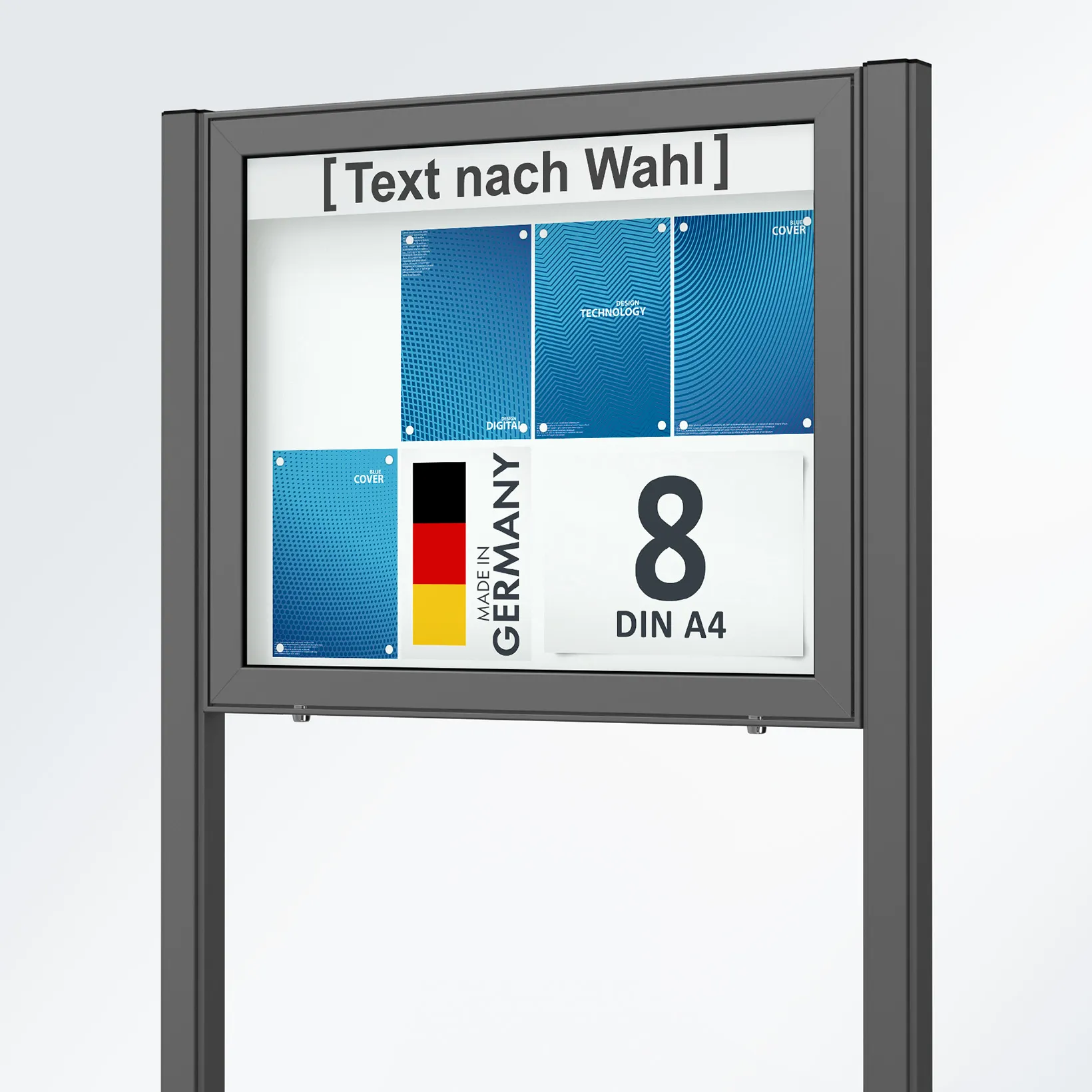 8 x DIN A4 Schaukasten Planus - mit Standbeinen - DB 703 (anthrazit)