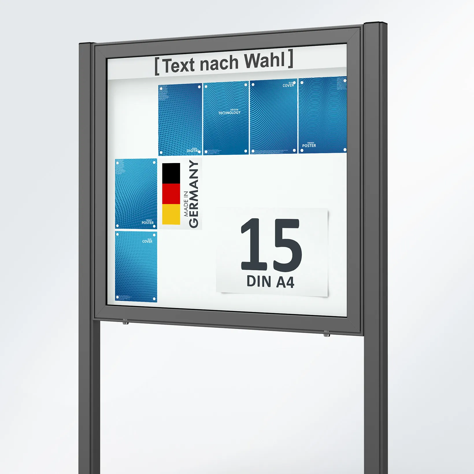 15 x DIN A4 Schaukasten Planus - mit Standbeinen - DB 703 (anthrazit)