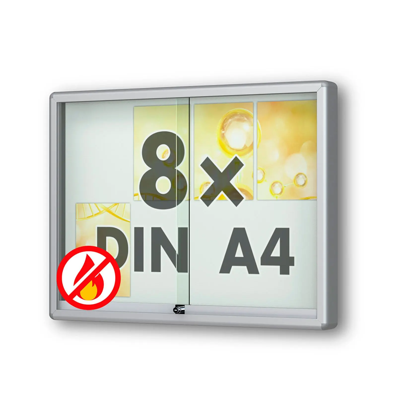 A4, DIN A4, Display case, Poster frame, No fire symbol, A4 Poster, 8x11 Schild, Rahmenanzeige, Glasrahmen, Rauchen verboten Schild