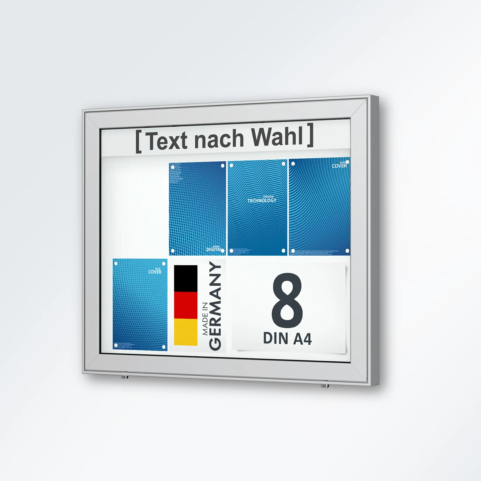 8 x DIN A4 Schaukasten Planus - Wandmontage