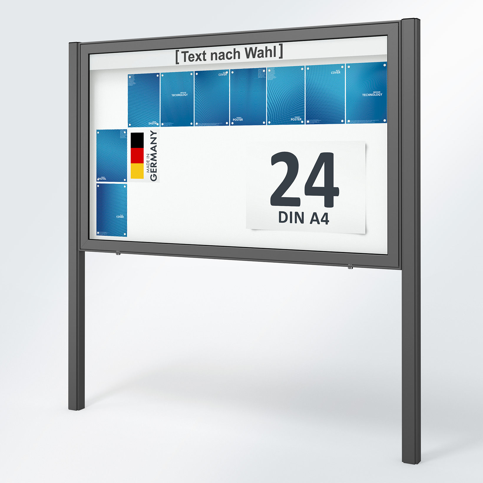 24 x DIN A4 Schaukasten Planus - mit Standbeinen - DB 703 (anthrazit)