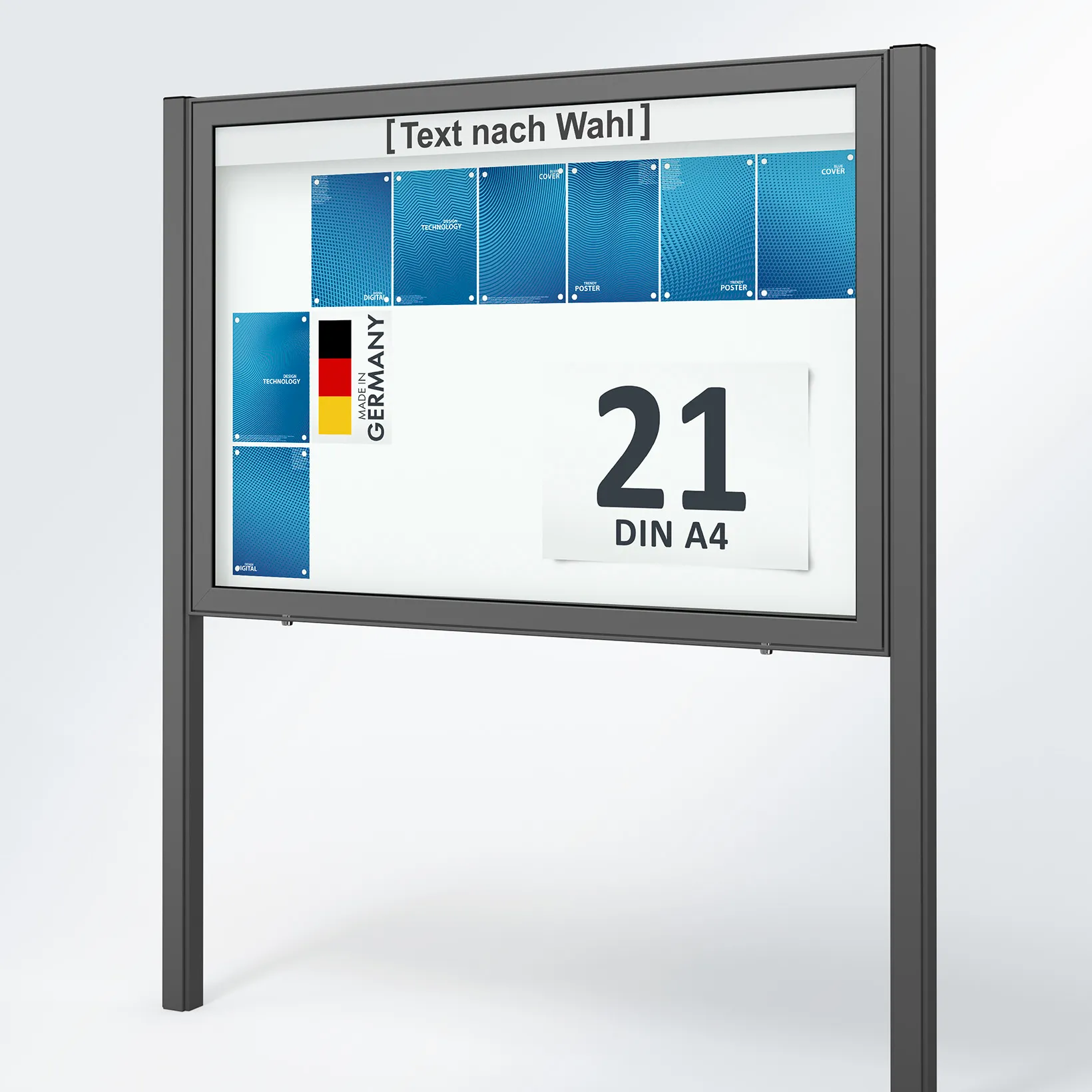 21 x DIN A4 Schaukasten Planus - mit Standbeinen - DB 703 (anthrazit)
