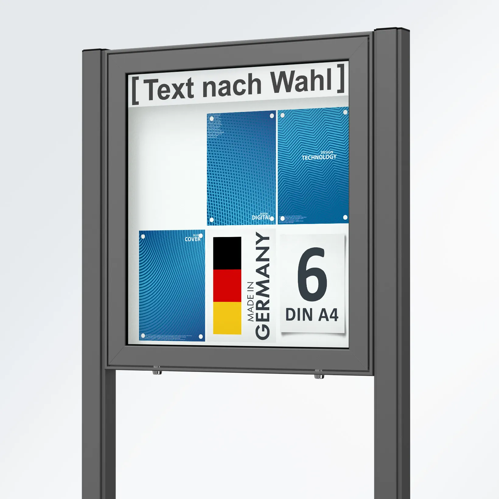 6 x DIN A4 Schaukasten Planus - mit Standbeinen - DB 703 (anthrazit)